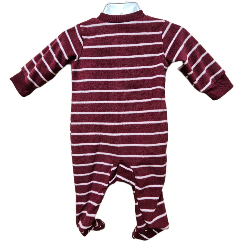 NWT Carter's 3 Months‎ Fox Burgandy Fleece Sleep & Play Footed Pajamas 2 Way Zip